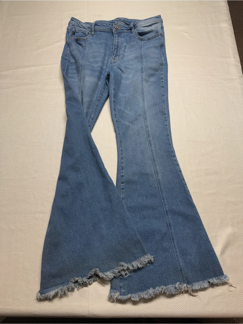KanCan Light Blue Flared Jeans with Frayed Hem